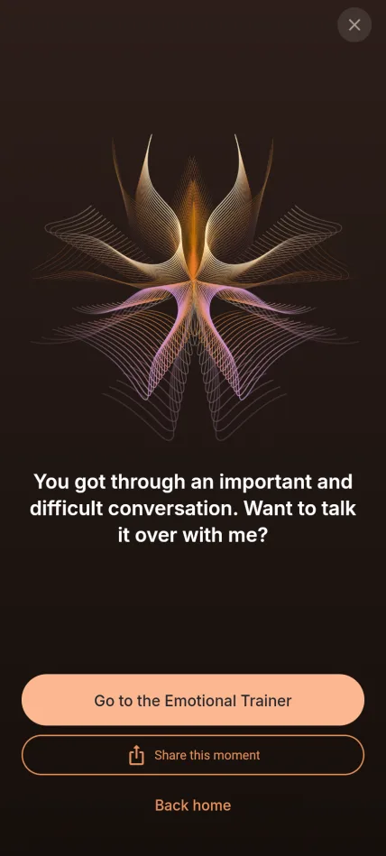 Liloo conversation outcome screen in English